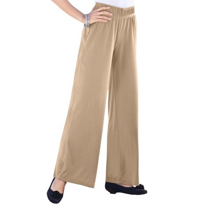 Roaman's Women's Plus Size Tall Straight-leg Soft Knit Pant - S