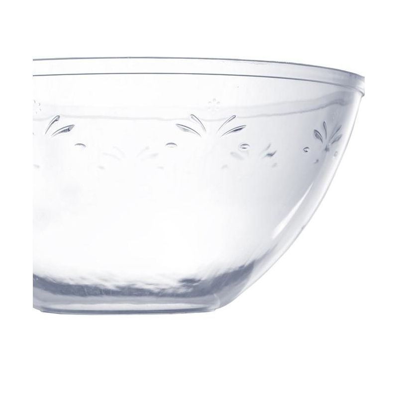Crown Display 4 Pack Clear Disposable Round Salad Bowls Serving Bowl with Leaf indentation, 3 of 9