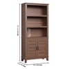 Bookcase with Door 5 Tier Storage Bookshelf Wooden Farmhouse Bookshelves Rustic Vintage - 2 of 4