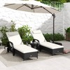 Outsunny Patio Wicker Chaise Lounge, PE Rattan Outdoor Lounge Chair with Cushion, Height Adjustable Backrest & Wheels - 2 of 4