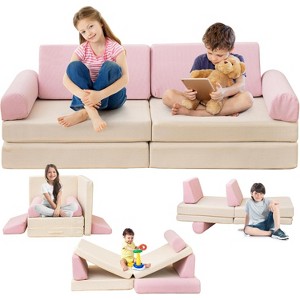 Hooseng Modular Kids Play Couch, Corduroy Versatile Fold-Out Baby Floor Sofa, Convertible Kid Sofa For Boys & Girls - 1 of 4