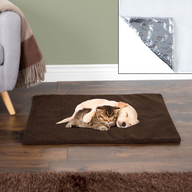 Pet Adobe Small to Medium Self-Warming Thermal Crate Pad - 25" x 18" - Chocolate Brown, 3 of 7
