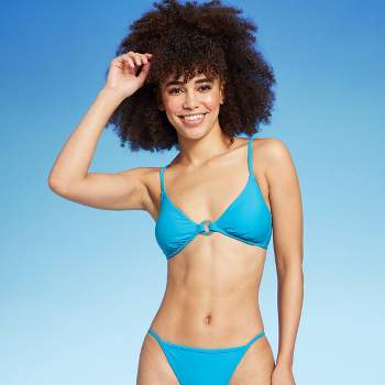 Women's Lace-Up Longline Bikini Top - Wild Fable™ Blue S