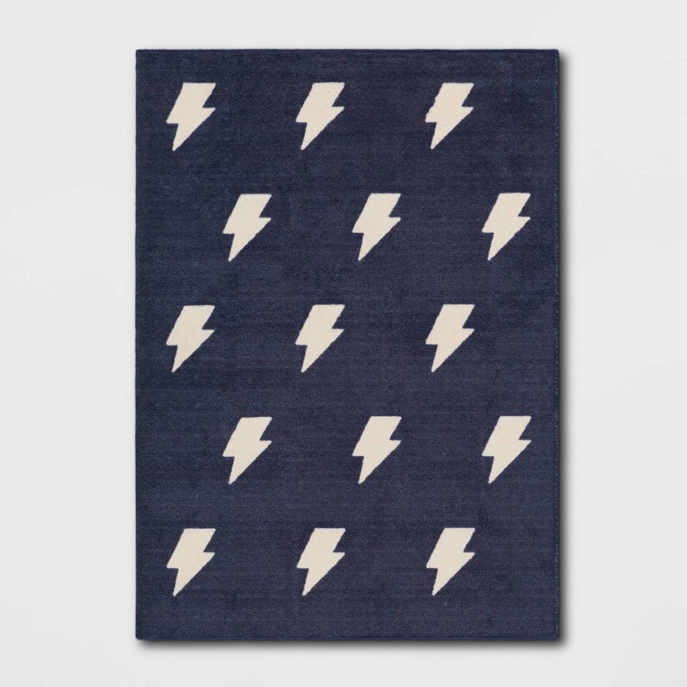 Photos - Area Rug 4'x6' Lightning Bolt Kids' Rug Blue - Pillowfort™