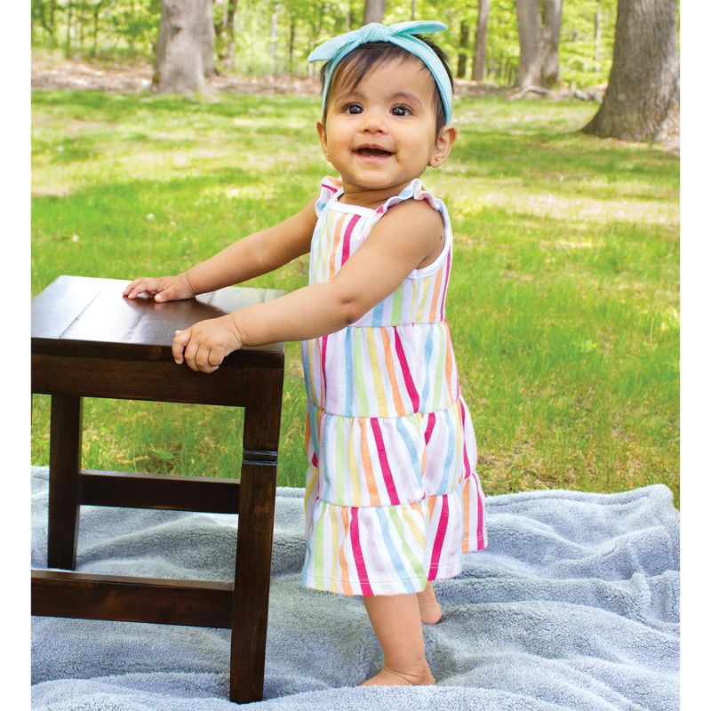 Hudson Baby Girl Cotton Dresses, Rainbow Stripe, 4 of 7