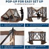 Portable Waterproof Gazebo Tent with Mosquito Netting & Carry Bag, Instant Setup Canopy Shelter, 6 Sidewalls for Camping, Backyard, Lawn - 4 of 4