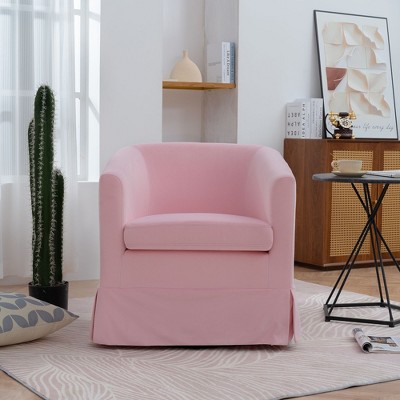 Okak 27.36" Wide Modern Fine Swivel Chair Accent Chair Cozy Soft Armchair With Thick Base Living Room Chair for Lounge Bedroom, Pink