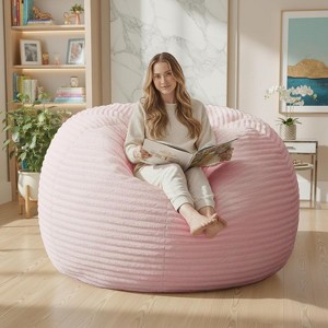 Hooseng 3.5 FT Bean Bag Chairs for Adults, Large Corduroy Bean Bag with Removable Cover, Memory Foam Filler Floor Couch for Living Room Bedroom - 1 of 4