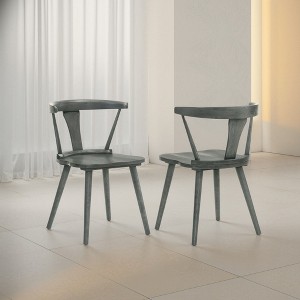 Kumasinova 17.5"H Rustic Farmhouse Dining Chairs Set of 2,Eco-Friendly Rubberwood Armless Chair for Kitchen,Versatile Side Chair,300lbs Max - 1 of 4