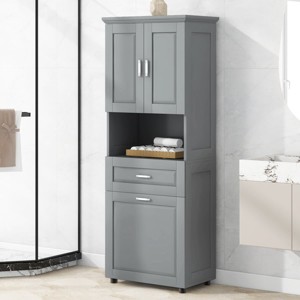 Tall Bathroom Storage Cabinet with Tilt-Out Laundry Hamper, Freestanding Organizer for Laundry Room or Bathroom-Maison Boucle - 1 of 4