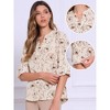 INSPIRE CHIC Women's V Neck Button Down 3/4 Sleeve Printed Casual Blouse - 2 of 4