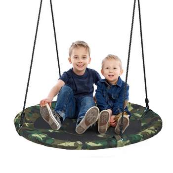 Tangkula 40" Flying Saucer Tree Swing Set Outdoor Round Swing w/Adjustable Hanging Ropes for Children Tree Park Backyard