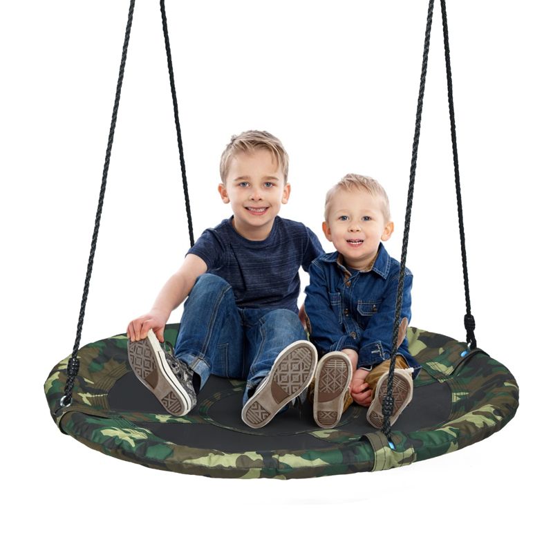 Tangkula 40" Flying Saucer Tree Swing Set Outdoor Round Swing w/Adjustable Hanging Ropes for Children Tree Park Backyard, 1 of 11