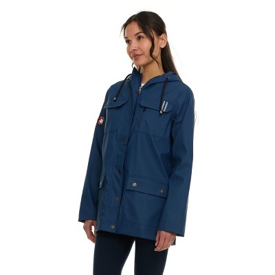 Canada Weather Gear Women's Waterproof Rain Coat with Hood – Lightweight Outdoor Rain Jacket with Front Pockets & Snap Closure
