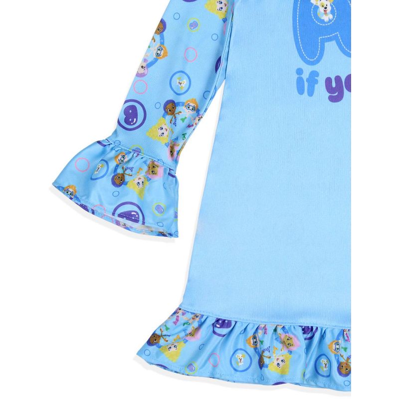 Nickelodeon Toddler Girls' Bubble Guppies ABCs Sleep Pajama Dress Nightgown Blue, 3 of 5