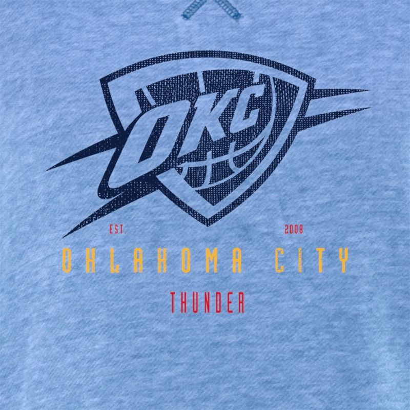 NBA Oklahoma City Thunder Women&#39;s Burnout Crew Neck Retro Logo Fleece Sweatshirt, 4 of 5