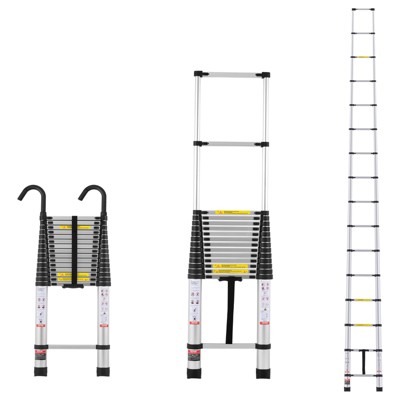 VEVOR Telescoping Ladder, 20.3FT Aluminum Lightweight Extension Ladder, Multi-button Retraction Collapsible Ladder, 375 LBS Capacity, Silver