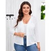 Plus Size 3/4 Sleeve Knitted Cardigan Lightweight Open Front Coat Cardigans - 3 of 4