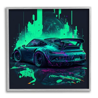 Stupell Industries Urban Sports Car Neon Graffiti Framed Giclee Art