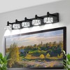 Modern 6-Light Matte Black LED Vanity Light with Crystal Glass Shades - 2 of 4