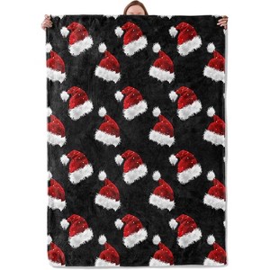 Lomsoe Santa Hats Throw Blanket, Warm Soft Cozy Flannel Blankets for Bedroom, Camping, Couch, Bed - 1 of 3