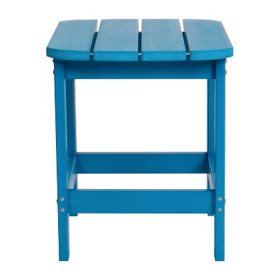 Blue Poly Resin Rectangular Adirondack Side Table