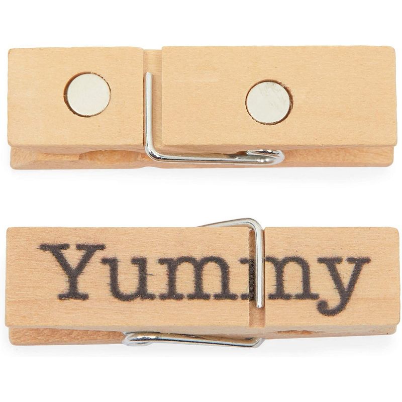 Okuna Outpost 12 Piece Wooden Clothes Pin Refrigerator Magnets for Fridge with Quotes, 3 of 7