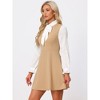 INSPIRE CHIC Women's Elegant Contrast Ruffle Stand Collar Bow Tie Puff Sleeve Office Dress - 4 of 4