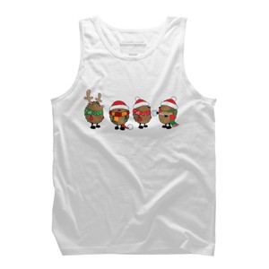 Men's Design By Humans Christmas hedgehogs By Mangulica Tank Top - 1 of 3