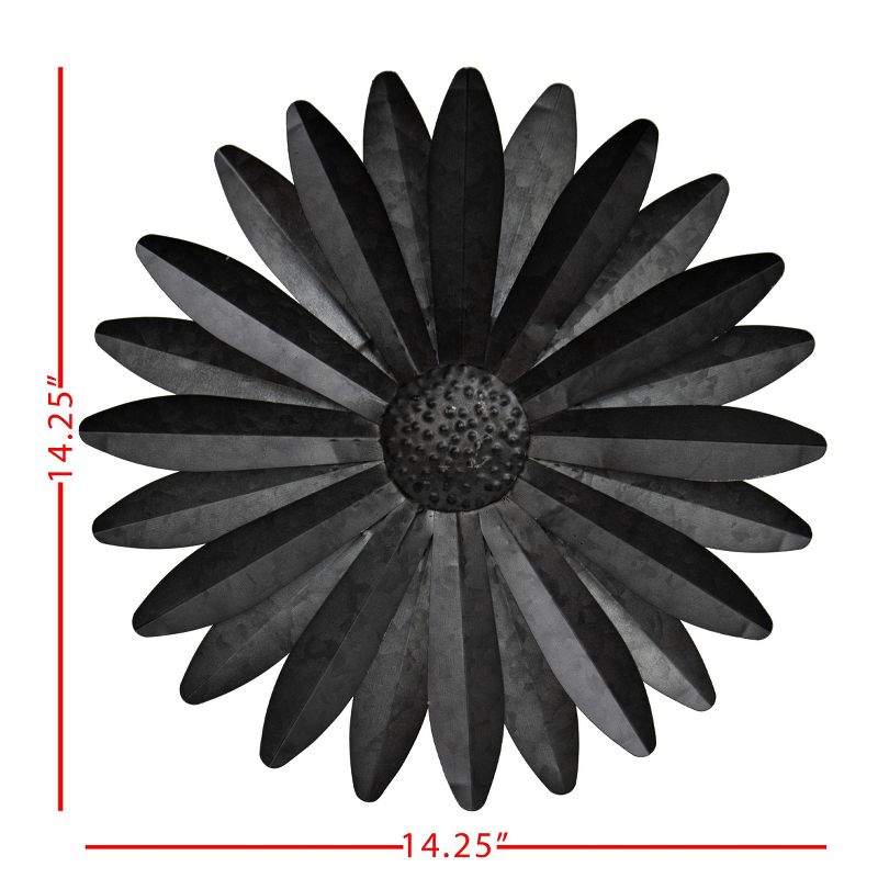 14.25 x 14.25 inch Black Galvanized Metal Flower Wall Décor - Foreside Home & Garden, 5 of 8