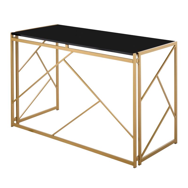 Folia Wood and Metal Computer Desk Black/Gold - Lumisource, 4 of 12