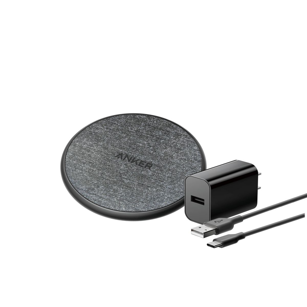 Anker 10W Wireless Charging Pad with 4' Cable and 18W Wall Charger - Black: USB-C Connection