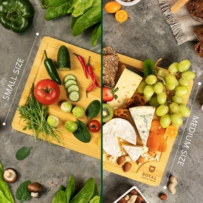 Royal Craft Wood Bamboo Cutting Board Set with Juice Grooves
