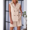 Clearlove Womens 2 Piece Outfits Sleeveless Double Breasted Suit Summer Loose Shorts Office Business Casual Matching Set. - 3 of 4