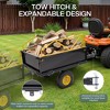 Tow-Behind Dump Cart,Heavy-Duty Garden Utility Trailer, Removable Sides & Handle, ATV/UTV Lawn Mower Tractor - 3 of 4