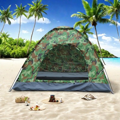 FURNIinspire Camping Tents 4 Person Camping Dome Tent, Waterproof, UV-Resistant Outdoor Tent For Outdoor Activities, Hiking, Green, 78.75"*78.75"*51"