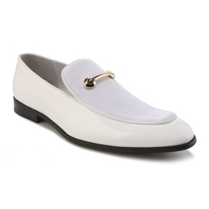 Gino Vitale Velvet & Patent Leather Slip On Dress Loafer, White - 12 - 1 of 3