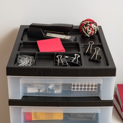 Sleek Black 7-Drawer Rolling Storage Organizer with Clear Drawers