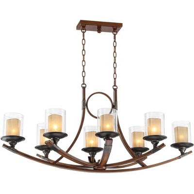 Mahogany and Bronze 8-Light Rustic Farmhouse Chandelier
