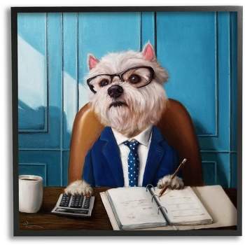 Stupell Industries Office Worker Terrier Dog Framed Giclee Art