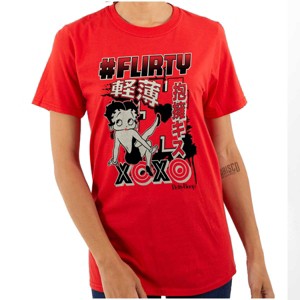 Kanji Betty Boop Hashtag Flirty XOXO Womens Graphic T Shirt Tees Brisco Brands - 1 of 2