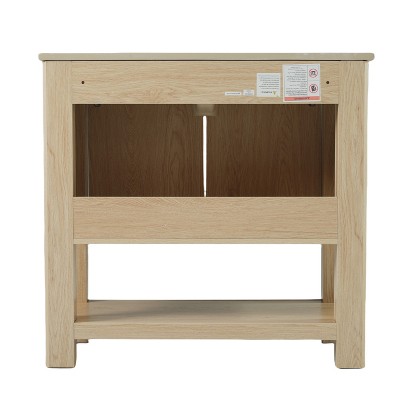 Ridstar 35.5 in. W Natural Bathroom Storage Cabinet with Large Storage Space and Doors