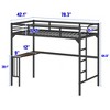 Twin Size Metal Loft Bed with Desk, Ladder and Guardrails - 4 of 4