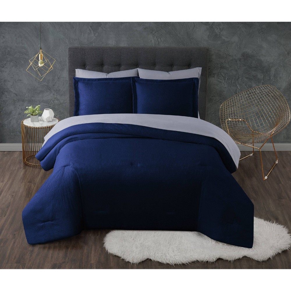 Photos - Bed Linen Twin XL 5pc Antimicrobial Seersucker Bed in a Bag Navy - Truly Calm