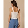 INSPIRE CHIC Women's Square Neck Wide Strap Sleeveless Crop Lettuce Trim Casual Floral Cami Tank Top - 3 of 4