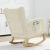 Hyleory Chenille Rocking Chair Rocker With Retractable Footrest, Solid Wood Leg, Long Non-Slip Pad, Lumbar Support And Side Pocket - 4 of 4