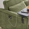 54.13" Pink Corduroy Pull-Out Sofa with Movable Tabletop, USB & 2 Throw Pillows - 2 of 4