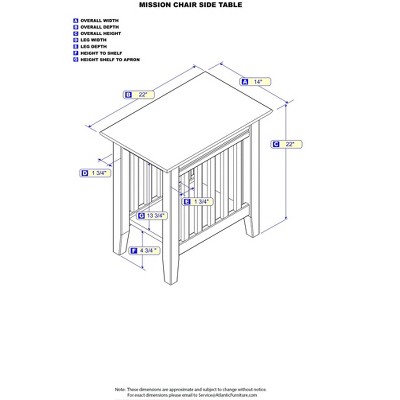 Mission Gray Solid Wood Rectangular Side Table