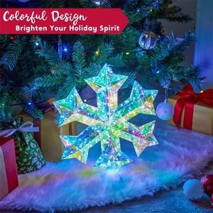Joyfy "15" Iridescent Snowflake Light - 100 Cool White LED Holiday Decor for Christmas Eve & Indoor Displays - 1 of 4