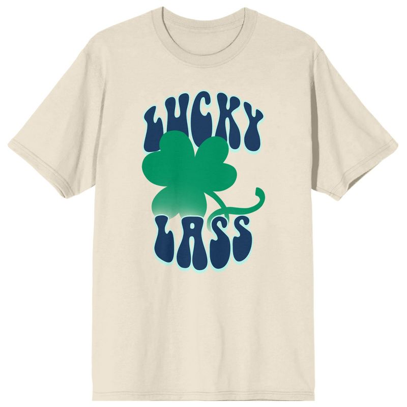 St. Patrick's Day Lucky Lass Crew Neck Short Sleeve Women's Natural T-shirt, 1 of 4